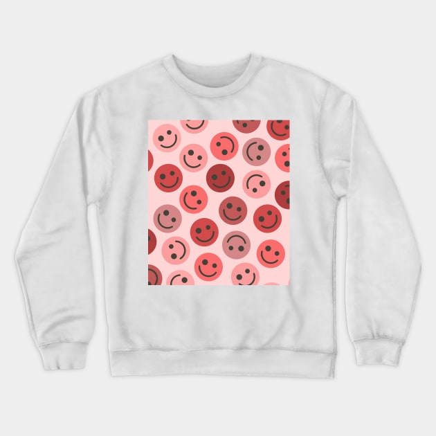 Pink Happy Faces Crewneck Sweatshirt by gray-cat